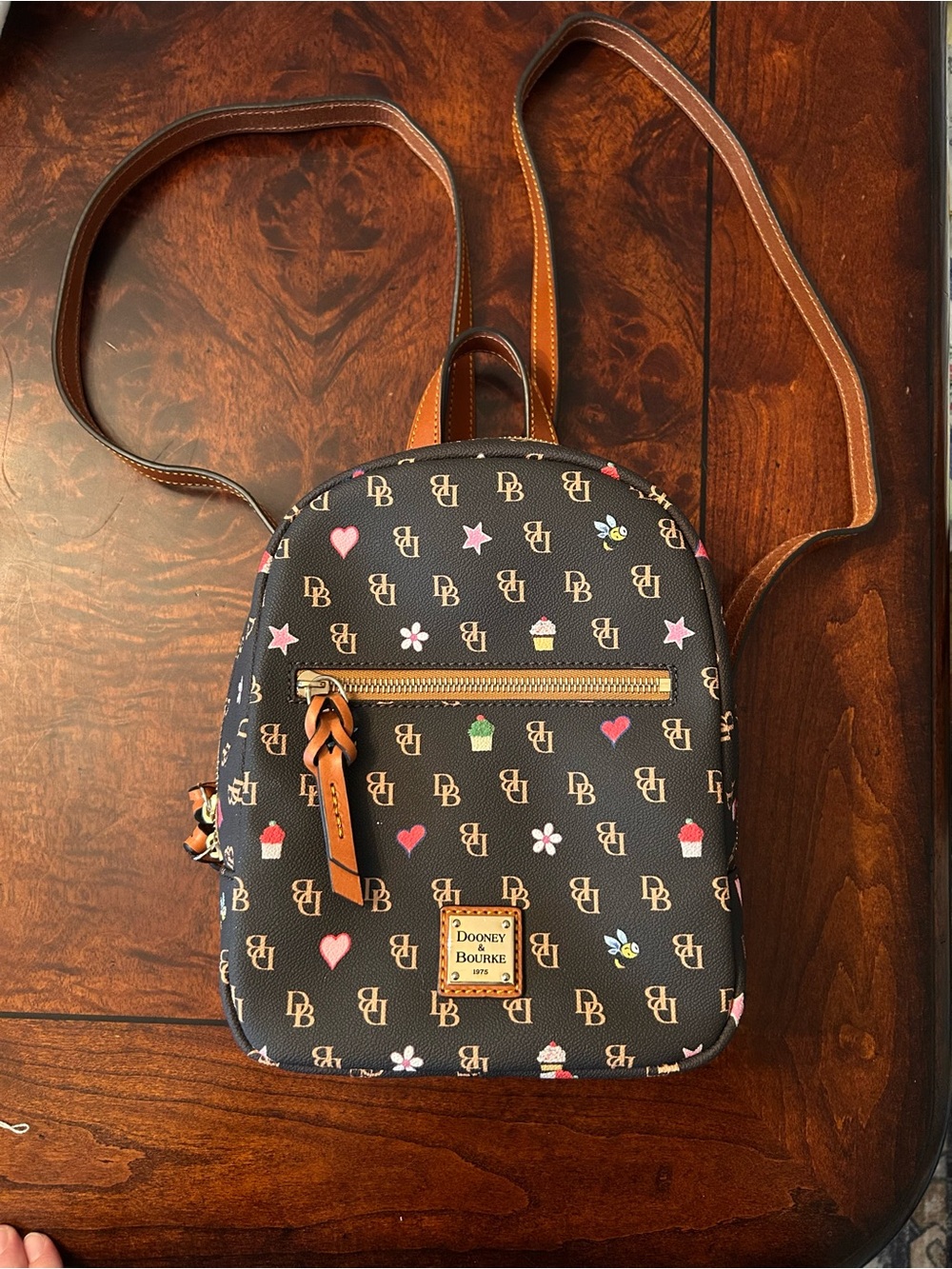 Dooney And Bourke Brown Gretta Novelty Backpack DB Emojis Scribbles EUC